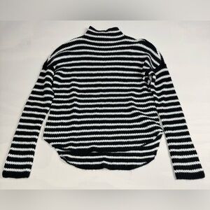 EXPRESS Black White Mock Neck Stripe Long Sleeve Sweater Women’s S Retail $60